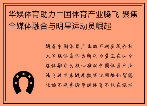 华娱体育助力中国体育产业腾飞 聚焦全媒体融合与明星运动员崛起